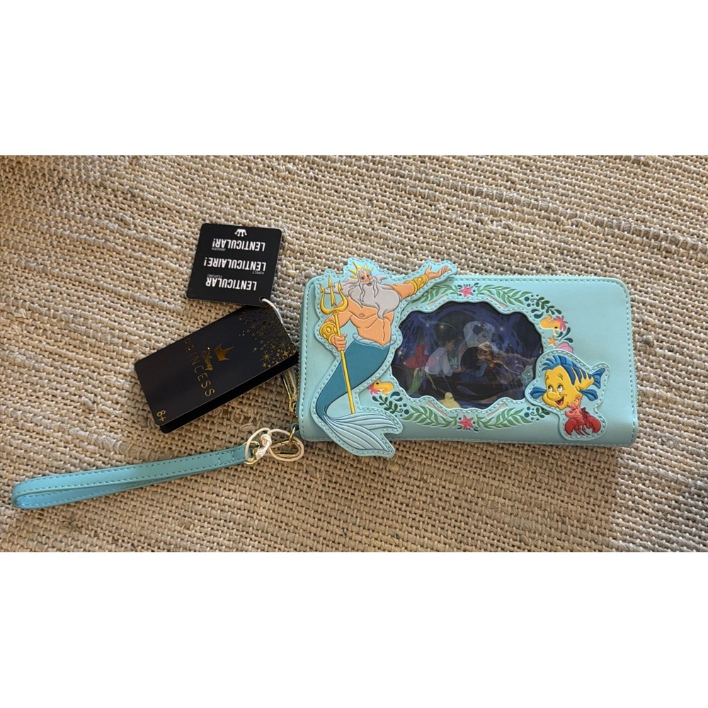 Loungefly Disney Little Mermaid Princess Scene Lenticular Wristlet Wallet NEW